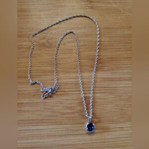10k White Gold Sterling Sapphire Necklace